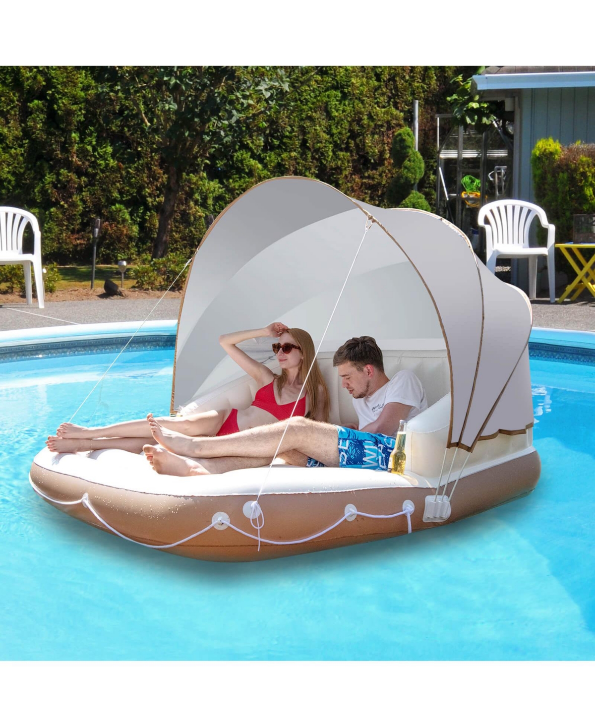 Sugift Inflatable Pool Float Lounge Swimming Raft
