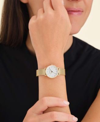 Small Edit Women's Gold Tone Stainless Steel Mesh Bracelet Watch 26mm