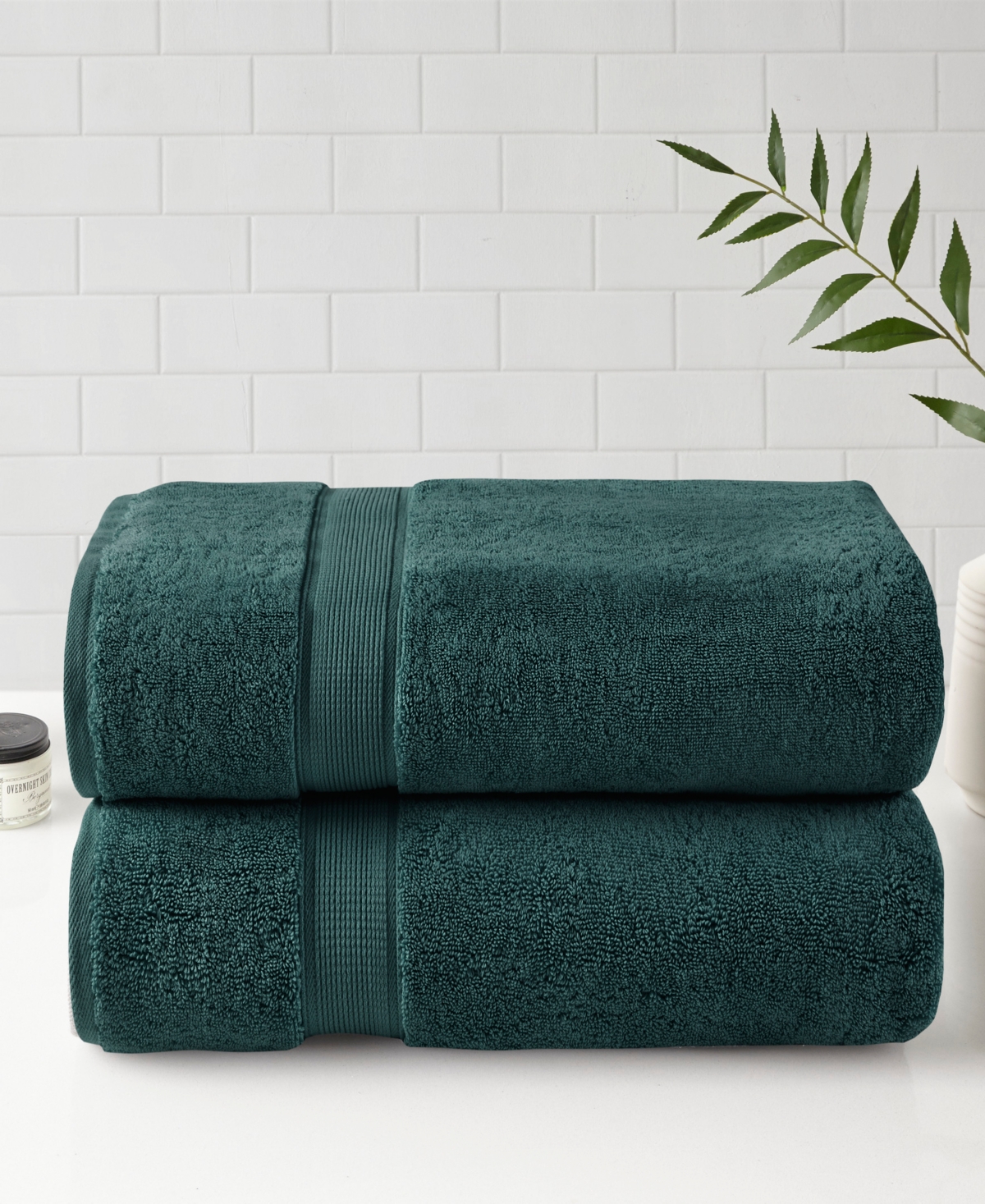 Madison Park Signature Luxury Cotton 2-pc. Bath Sheet, 34" X 68" In Dark Green