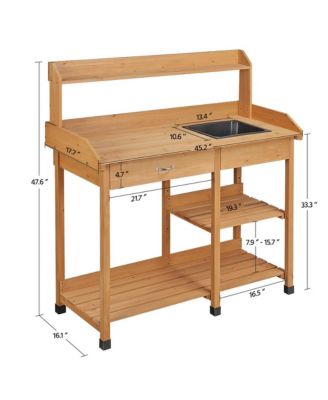 47.6  H Wood Potting Bench