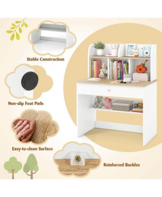 31.5&amp;#x22; Engineered Wood Kids Study Desk with Hutch, Drawer &amp; Rounded Corners &amp;#x2013; Children&#39;s Writing Table