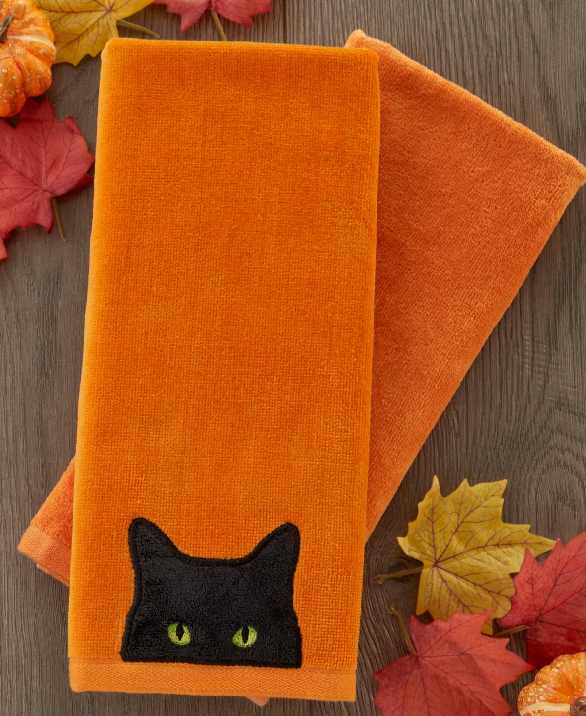 Skl Home Shadow Eyes Cotton 2 Piece Hand Towel, 16" X 25" In Orange