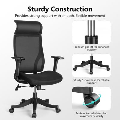 Mesh Office Chair Ergonomic Recliner Chair with 3D Adjustable Armrests & Lumbar Support