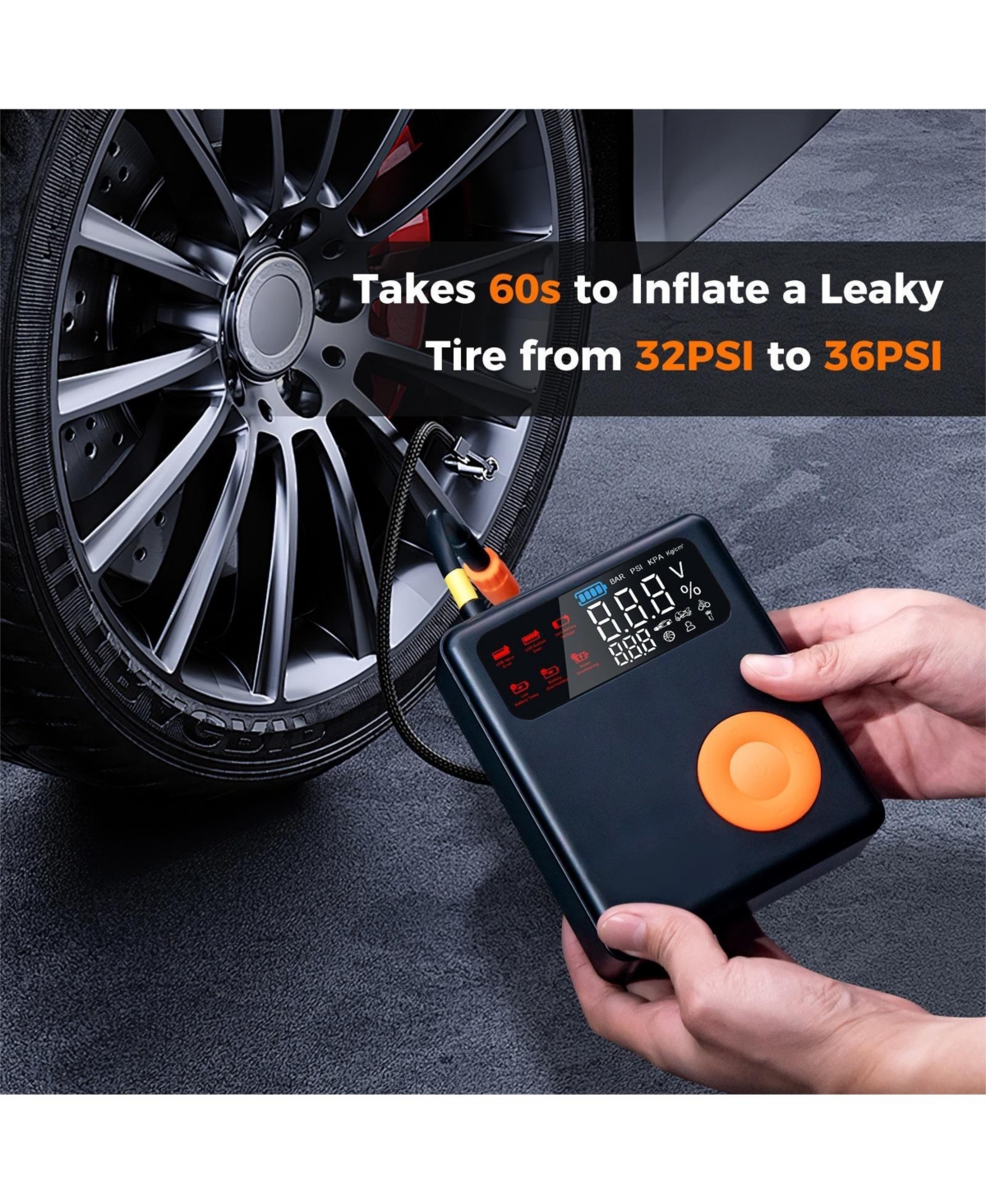 Sugift Jump Starter with Air Compressor 2000A 12V Car Battery with 150PSI Digital Tire Inflator