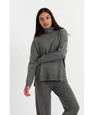 Women's Relaxed Roll Neck Wool & Cashmere Sweater