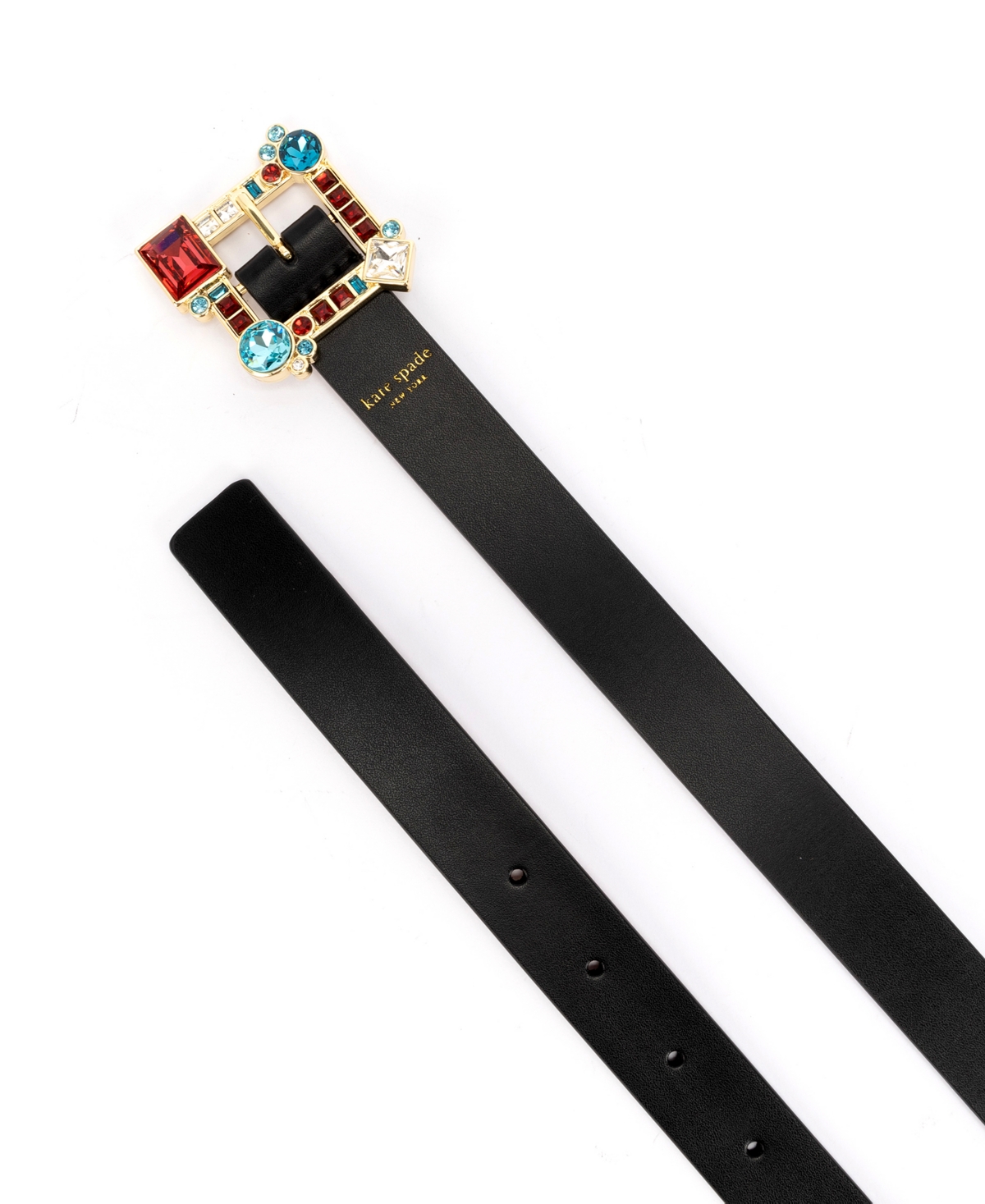 Kate Spade New York Women's 25mm Crystal Buckle Belt - Black Multi-Color