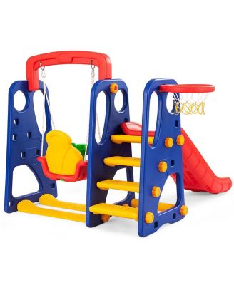 3 in 1 Junior Children Climber Slide Swing Seat Basketball Hoop Playset
