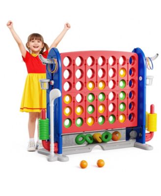 Giant 4-in-A Row Game Set for Kids and Adults with Basketball Hoop and Bag