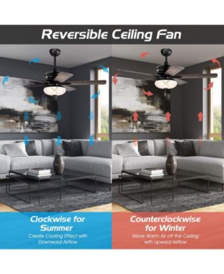 52 Inch 3 Wind Speeds and 5 Reversible Blades Ceiling Fan