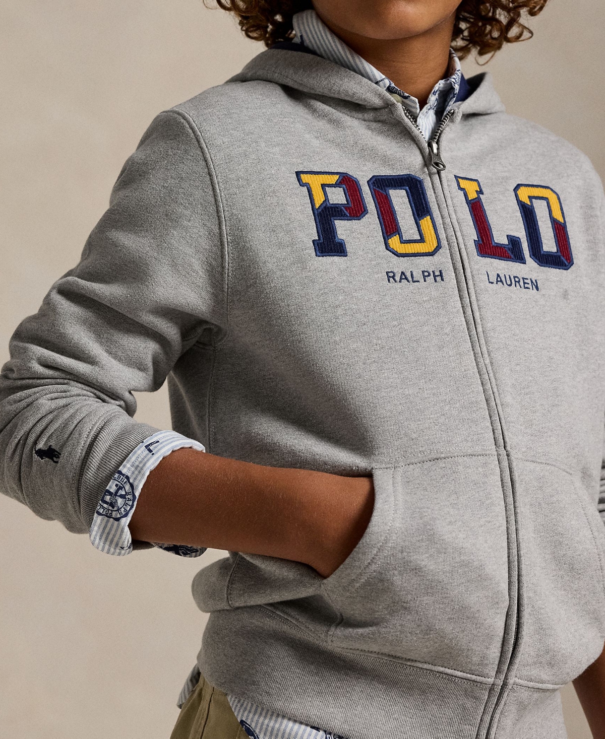 Polo Ralph Lauren Big Boys Corduroy-Logo Fleece Full-Zip Hoodie