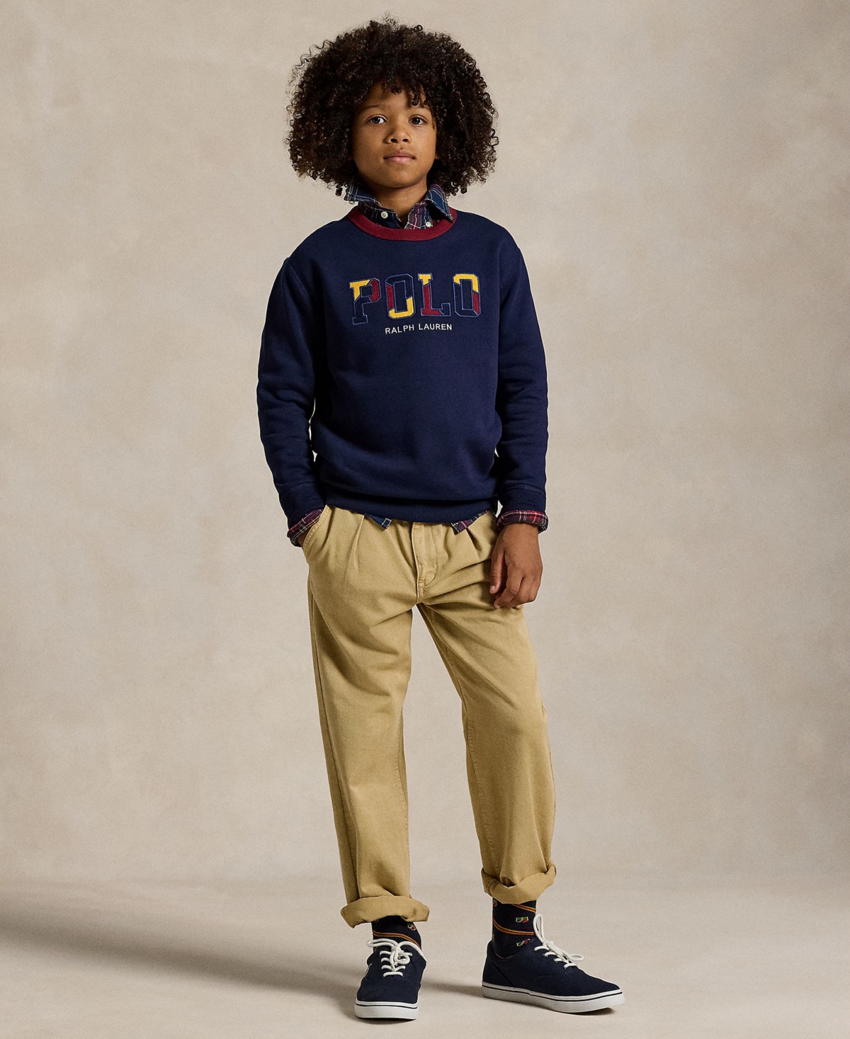 Polo Ralph Lauren Big Boys Corduroy-Logo Fleece Sweatshirt