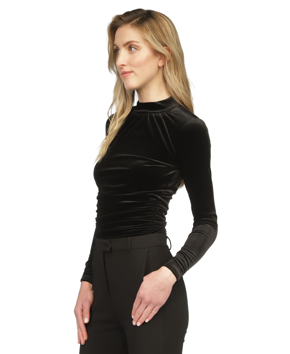 Michael Michael Kors Women's Velvet Ruched Mock-Neck Top
