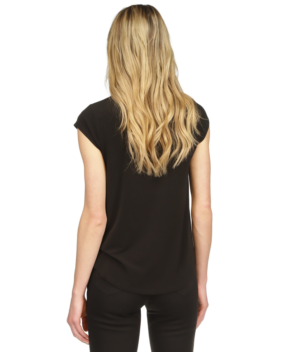 Michael Michael Kors Rhinestone-Neckline Cap-Sleeve Top