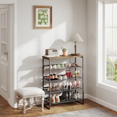 5-Tier Shoe Rack Free Standing Shoe Rack Organizer with Metal Mesh Shelves
