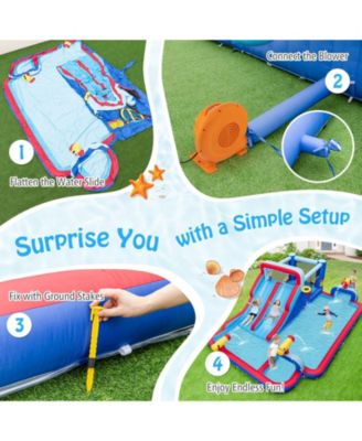 Inflatable Bounce House with 2 Water Slides and 3 Water Cannons With 680W Blower