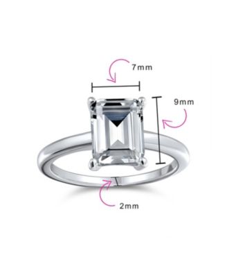 Classic Timeless Simple 2.5CT Rectangle Emerald Cut CZ Solitaire Promise Ring Thin Band Sterling Silver