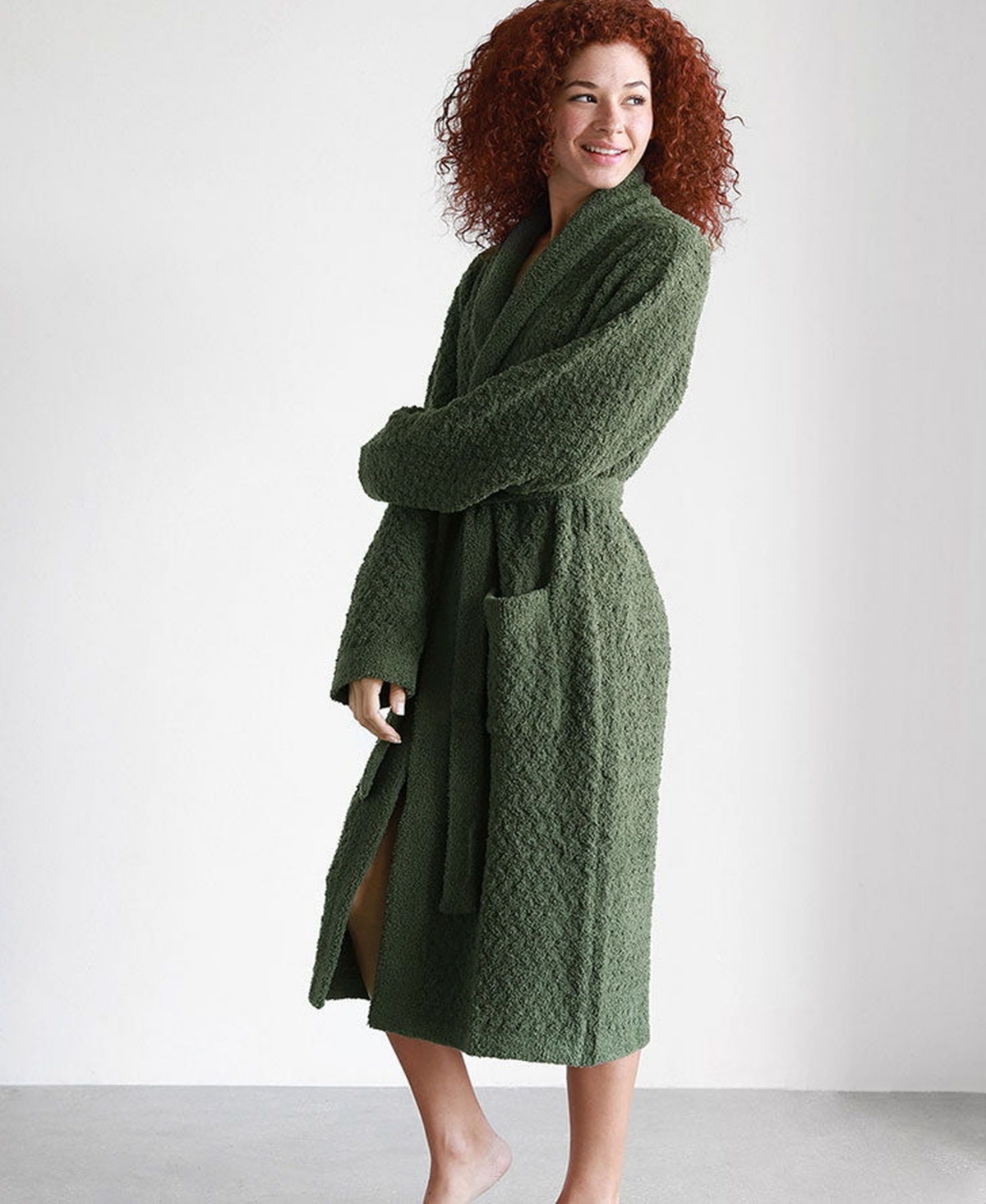 Sunday Citizen Snug Waffle Robe In Moss