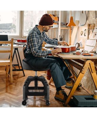 Rolling Seat Mechanic Stool Chair with Tool Tray 4 Universal Wheels for Factory