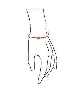 Minimalist Delicate Turkish Blue Evil Eye Red String Bracelet CZ Accent Gold Plated Sterling Silver