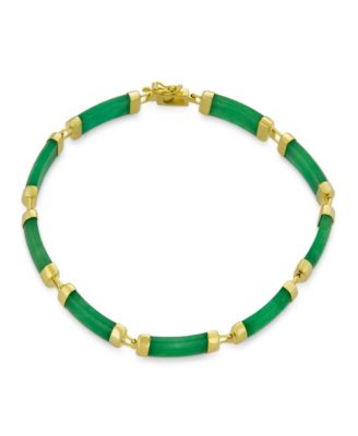 Asian Style Natural Stone Strand Contoured Tube Bar Link Bracelet Sterling Silver 7.5 Inch