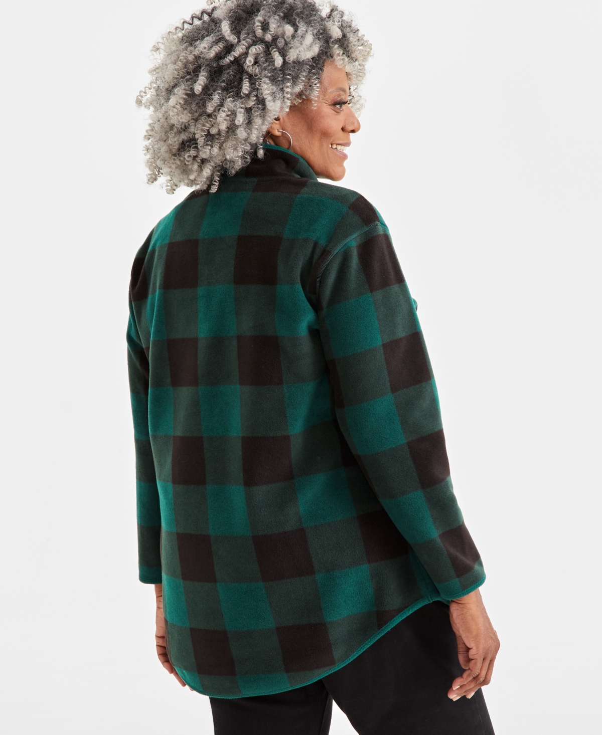 Style & Co Plus Size Check-Print Quarter-Zip Sweatshirt, Created for Macy's