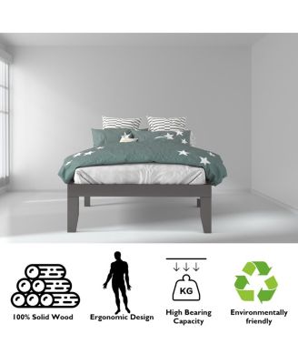 14'' Twin Size Wooden Platform Bed Frame w/ Strong Slat Support Espresso