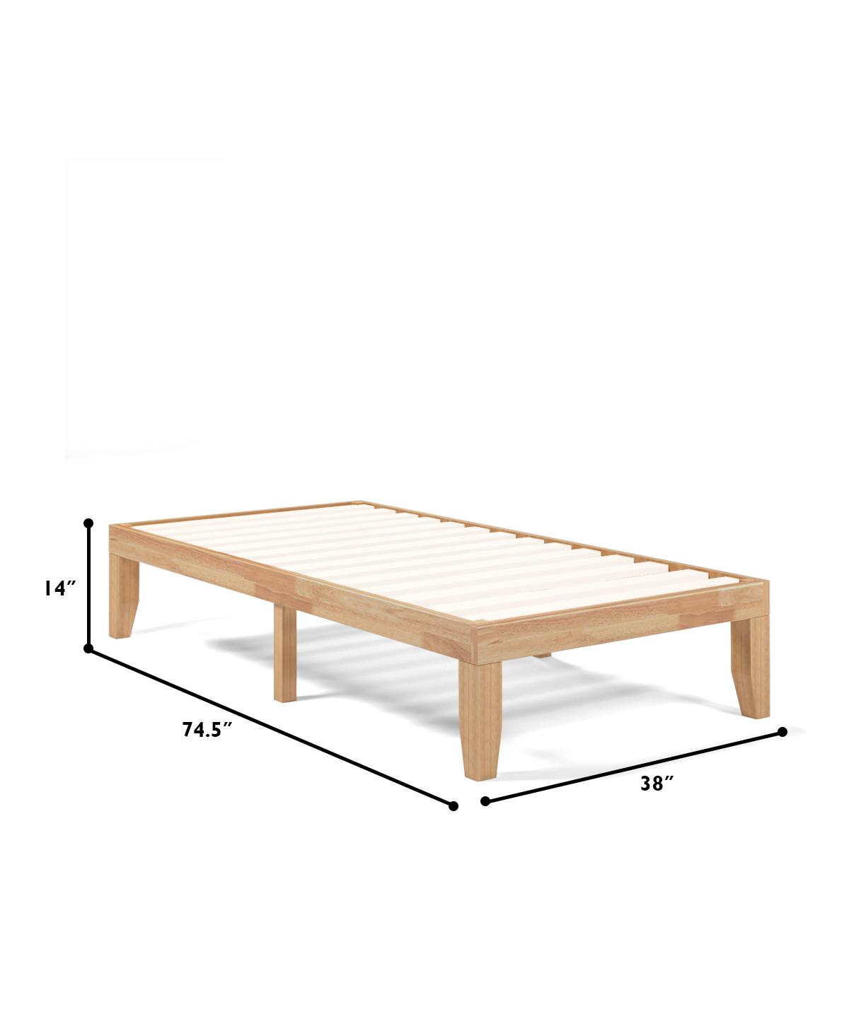 Gymax 14'' Twin Size Wooden Platform Bed Frame w/ Strong Slat Support Espresso