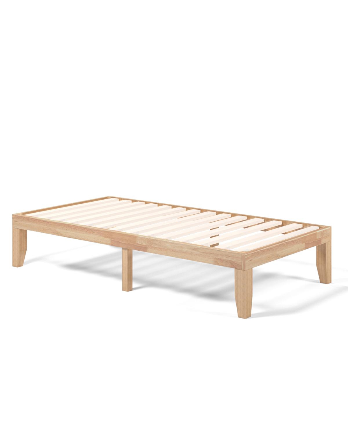 Gymax 14'' Twin Size Wooden Platform Bed Frame w/ Strong Slat Support Espresso