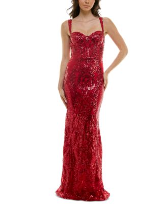 Macy's red sequin dress on sale