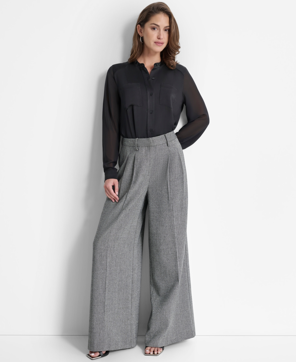 Dkny Women's High-Rise Wide-Leg Pants -ivy