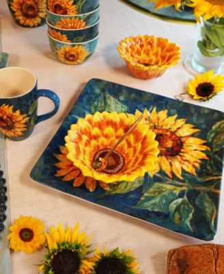 Golden Sunflowers Square Platter