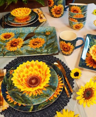 Golden Sunflowers Set of 4 Ice Cream Bowls
