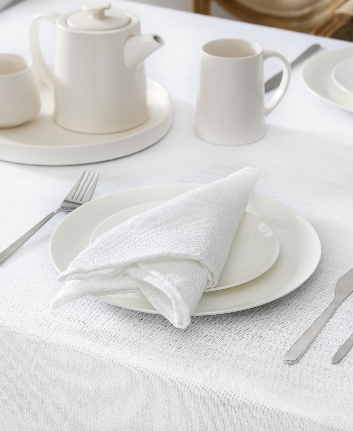 Laura Ashley Harper 6 Piece Napkin Set, 18"w X 18"l In White