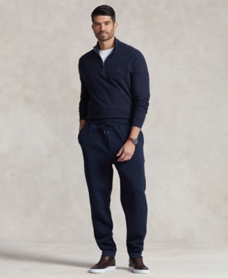 Men's Big & Tall Mesh-Knit Cotton Quarter-Zip Sweater