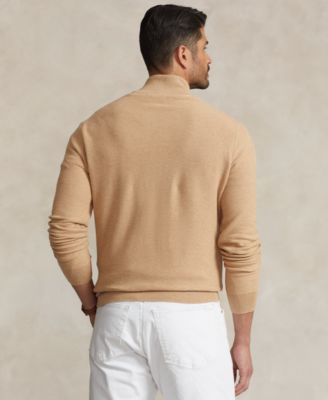 Men's Big & Tall Mesh-Knit Cotton Quarter-Zip Sweater