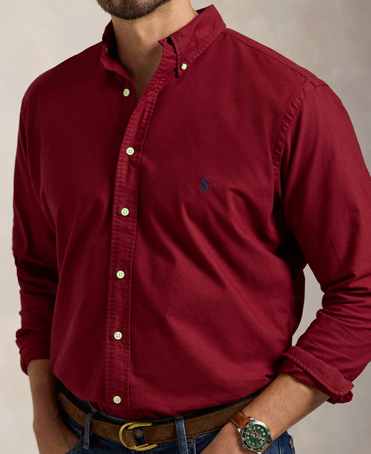 Polo Ralph Lauren Men's Big & Tall Garment-Dyed Oxford Shirt