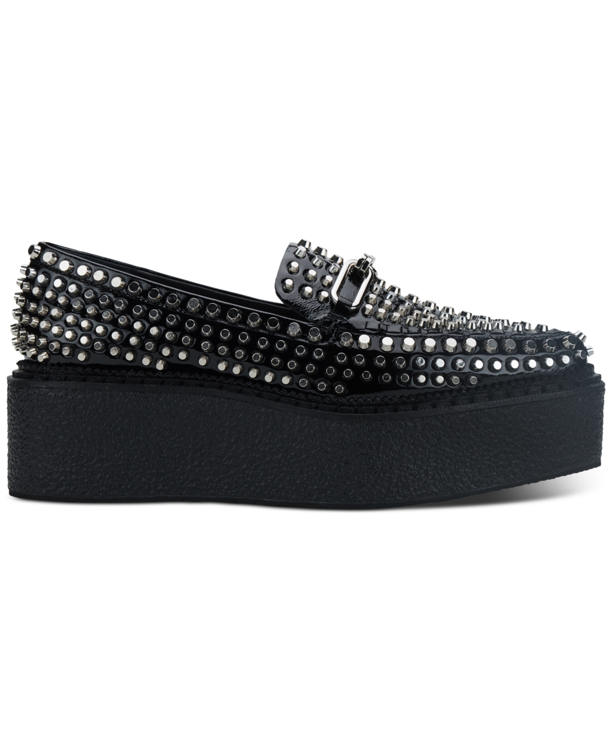 Jeffrey Campbell Choux-St Lace-Up Studded Flatform Oxfords -Silver