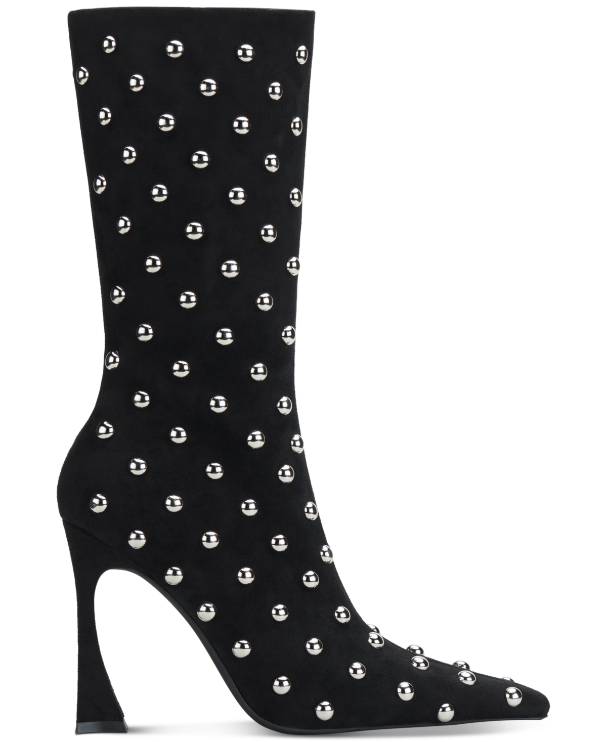 Jeffrey Campbell Fancy-u Mid-Shaft Studded Dress Booties -Silver