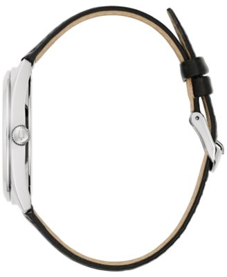 Men's Black Leather Strap Watch 42mm