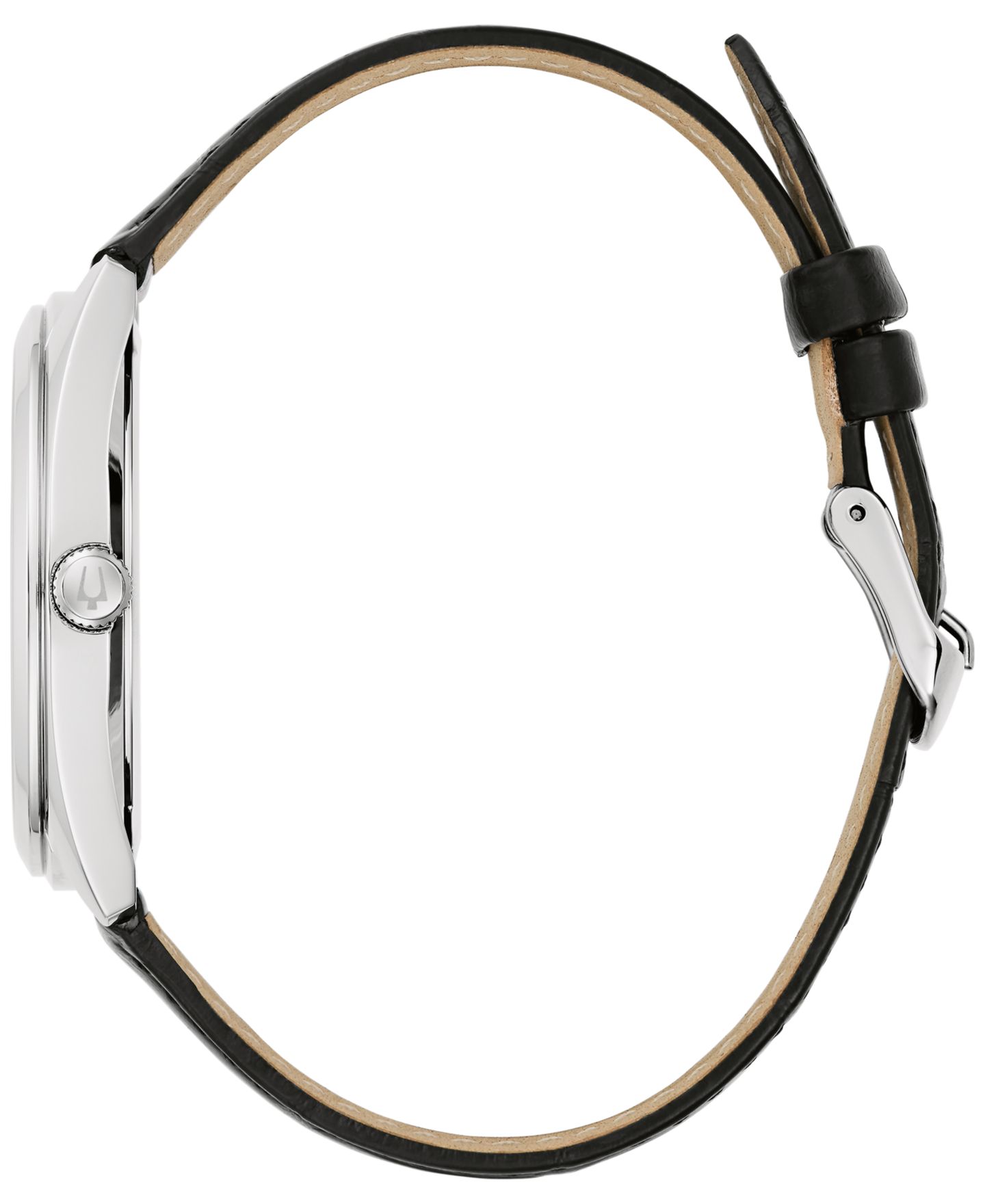 Мужские часы Bulova Black Leather Strap Watch 42mm — фото 2