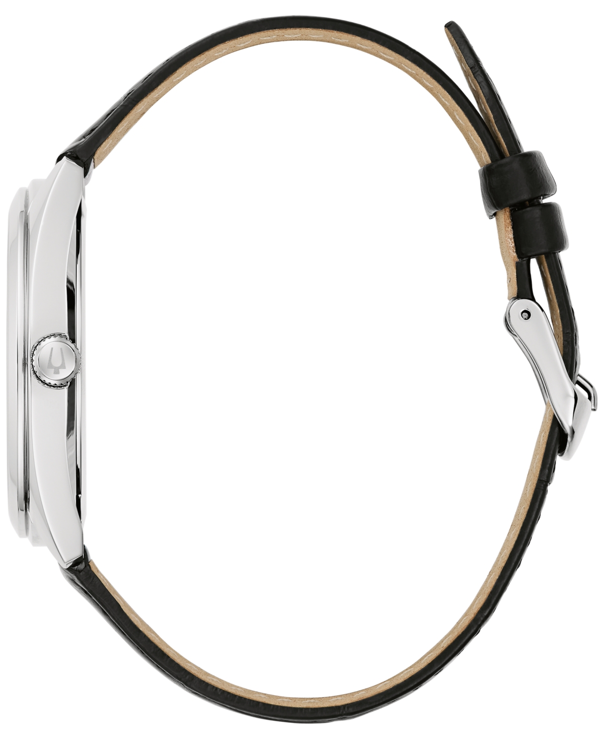 Bulova Men's Black Leather Strap Watch 42mm