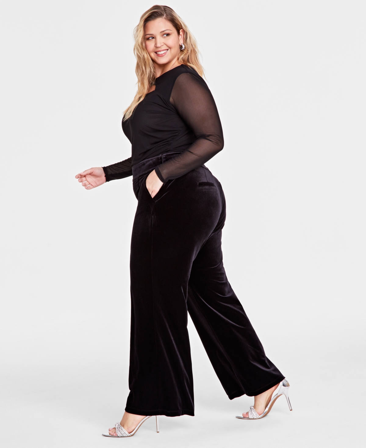 I.n.c. International Concepts Plus Size High-Rise Wide-Leg Velvet Pants, Created for Macy's