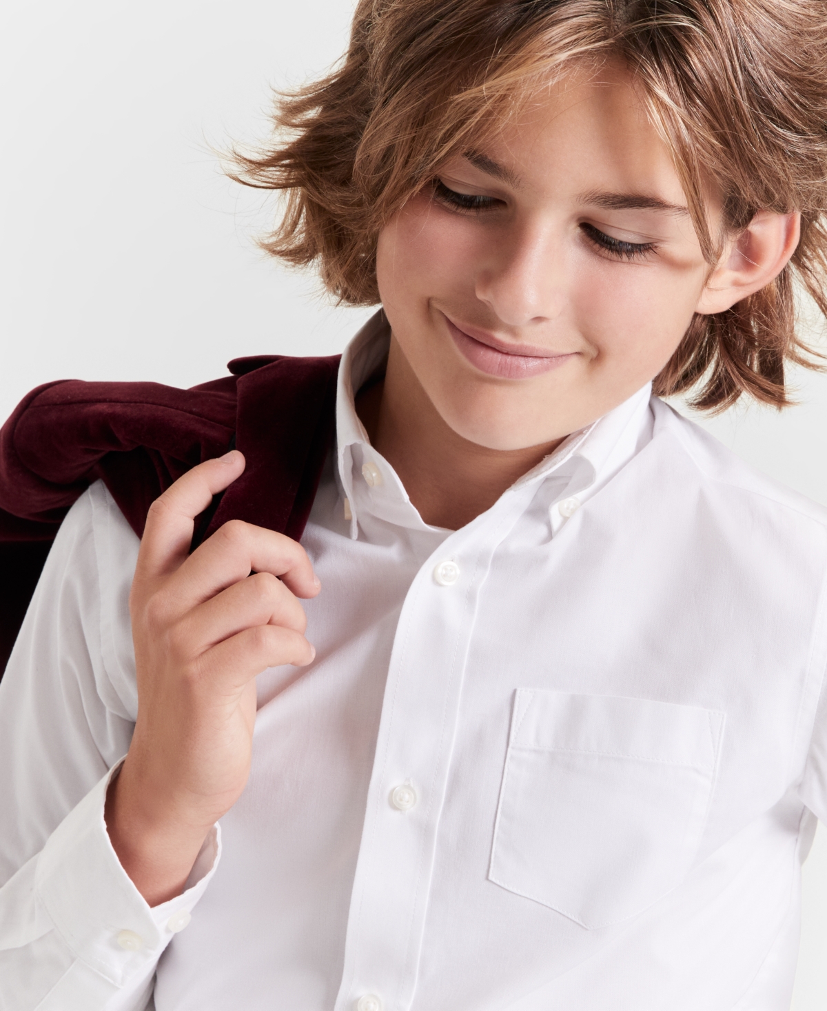 Tommy Hilfiger Big Boys Front Pocket Pinpoint Oxford Shirt