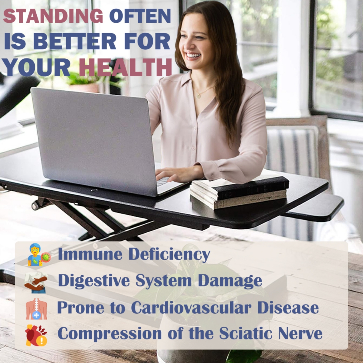 Streamdale 32" Height Adjustable Sit-to-Stand Desk Riser with Dual Monitors
