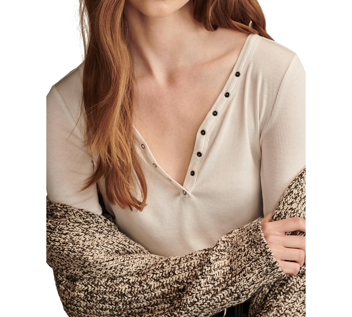 Lucky Brand Women's Snap-Closure Henley Top