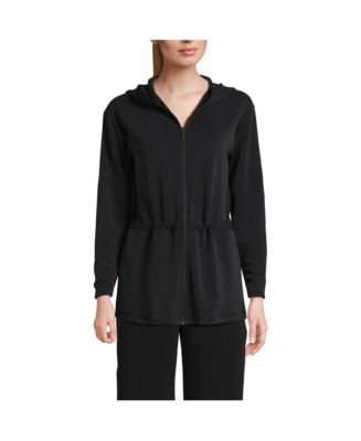 Lands' End Women's Cupro Long Sleeve Full Zip Tunic Hoodie - Macy's