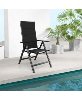 Outdoor Dining Chair with Soft Padded Seat and 7-Position Adjustable Backrest