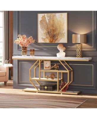 70.9 inch Extra Long Console Table, Modern Sofa Table Behind Couch with Storage, 4 Tier Entryway Accent Table for Living Room, Hallway, Entrance, Foyer