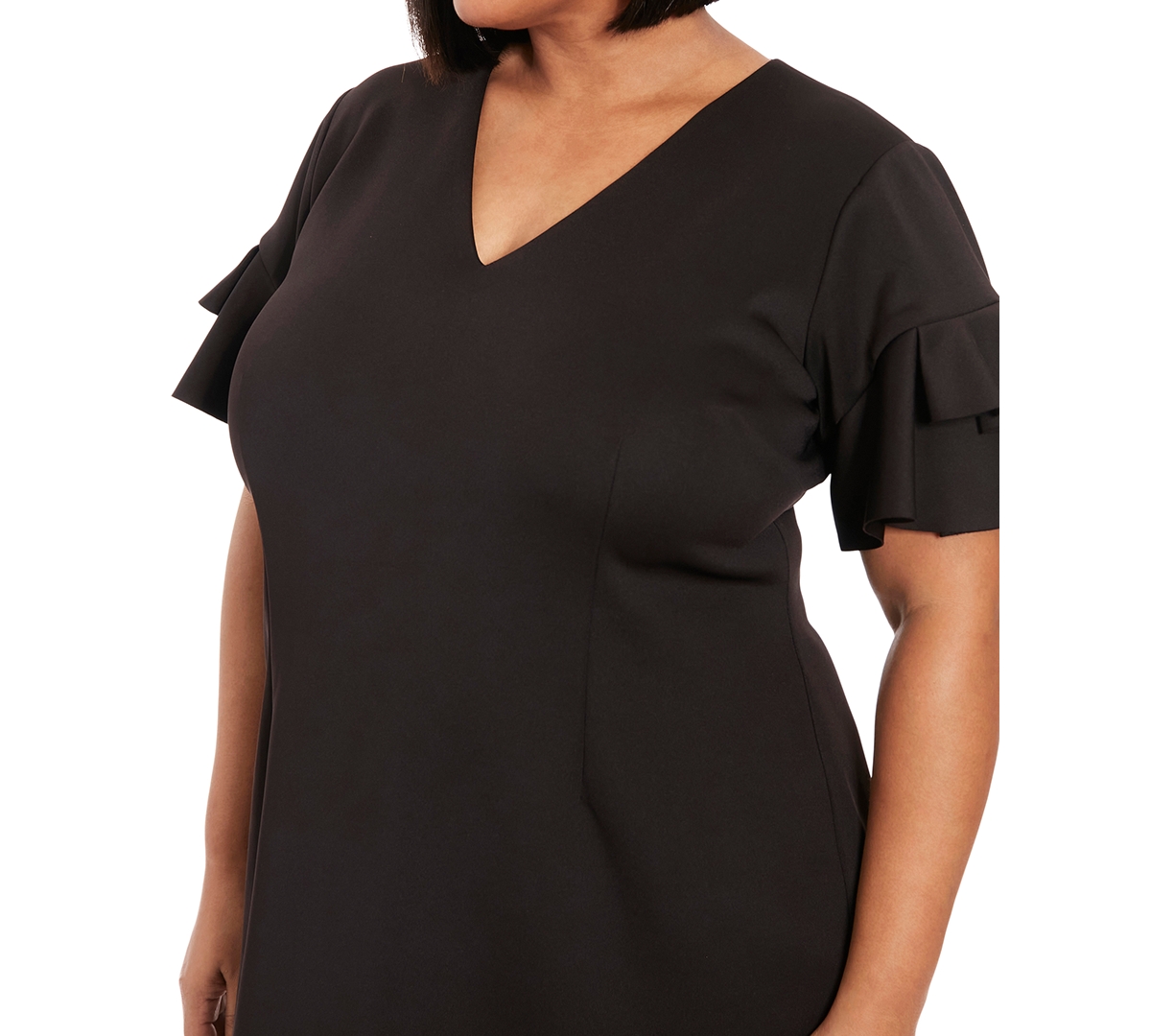 London Times Plus Size Ruffled-Sleeve Shift Dress