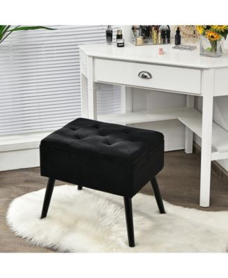 Velvet Storage Ottoman with Solid Wood Legs for Living Room Bedroom